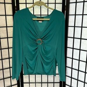 Mr Max Ruched Blouse, NWOT, Teal, SZ: XL
